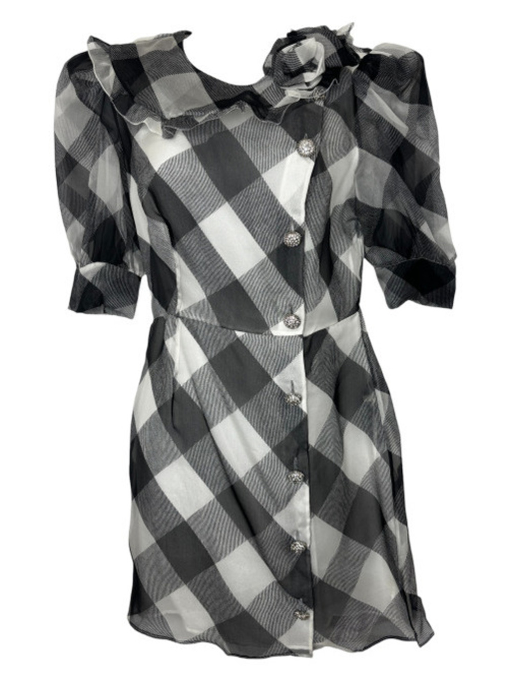 Alessandra Rich Checked Silk Organza Mini Dress NWT
